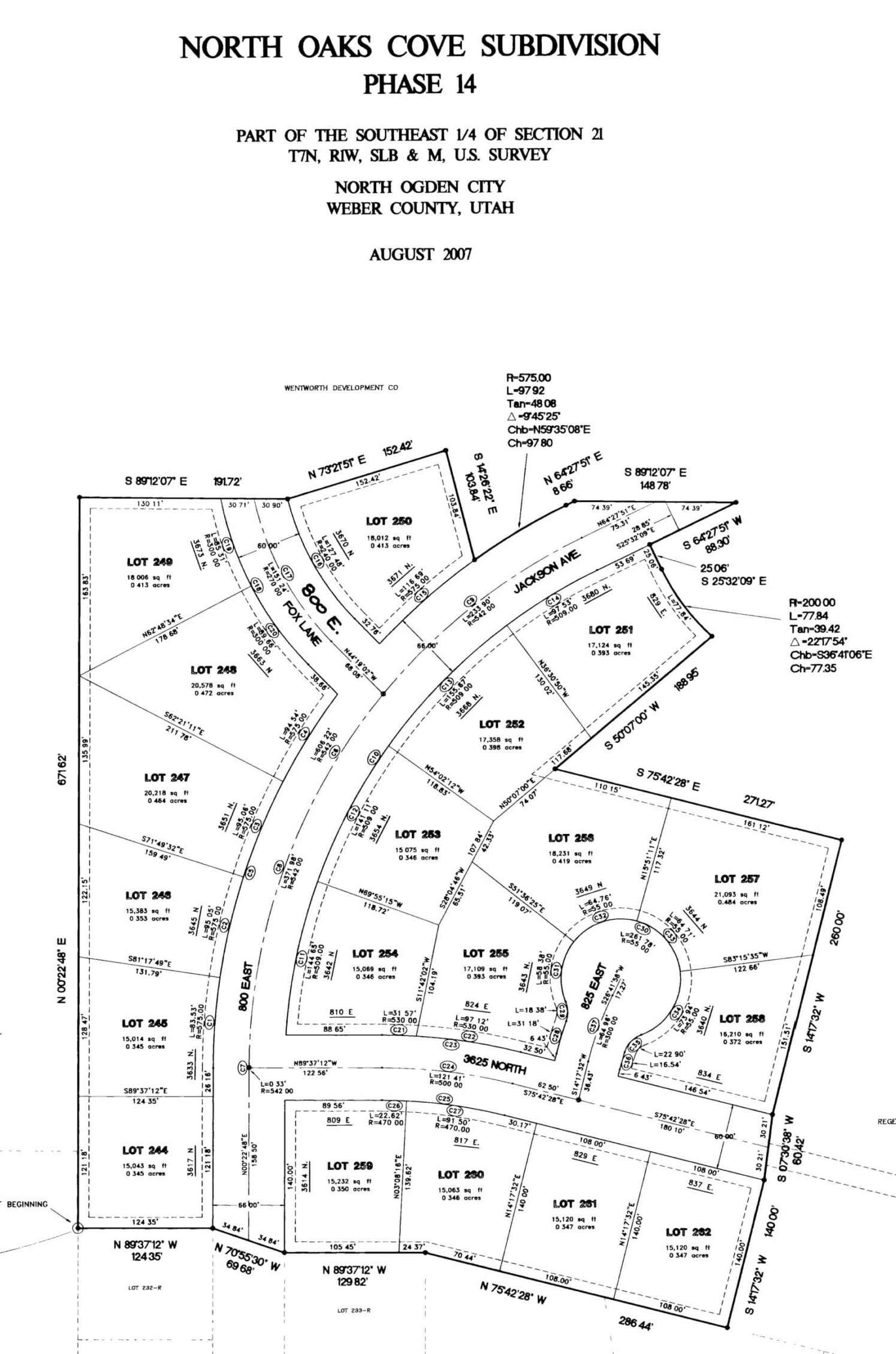RW Custom | Custom Homes Utah | NOC SUBDIVISION PLAT